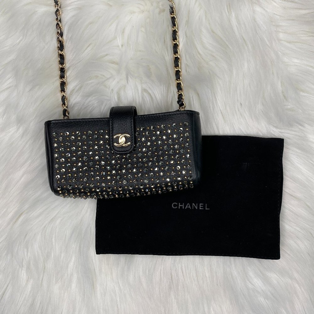 Chanel Rhinestone Embellished Chain Wallet Crossbody Bag
